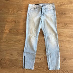 J. CREW Toothpick Ankle Jeans Seersucker Wash 27
